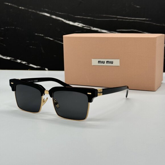 NEW MIU MIU MU10ZS 1AB5S0 WOMEN MIU MIU BLACK GOLD SUNGLASSES MU 10ZS 1AB5S0 main image 7
